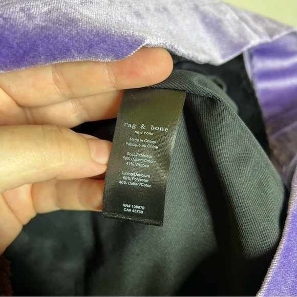 NWT Rag & Bone Juliette Velvet Violet Mini Dress Size 2 - Picture 11 of 11